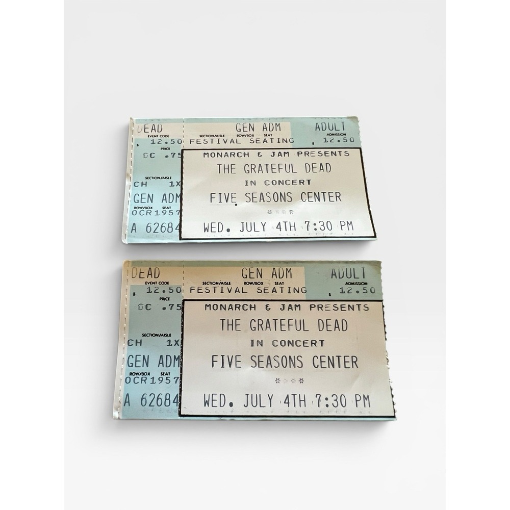 1984 Grateful Dead Ticket Stubs Pair Five Seasons Center Cedar Rapids IA GD